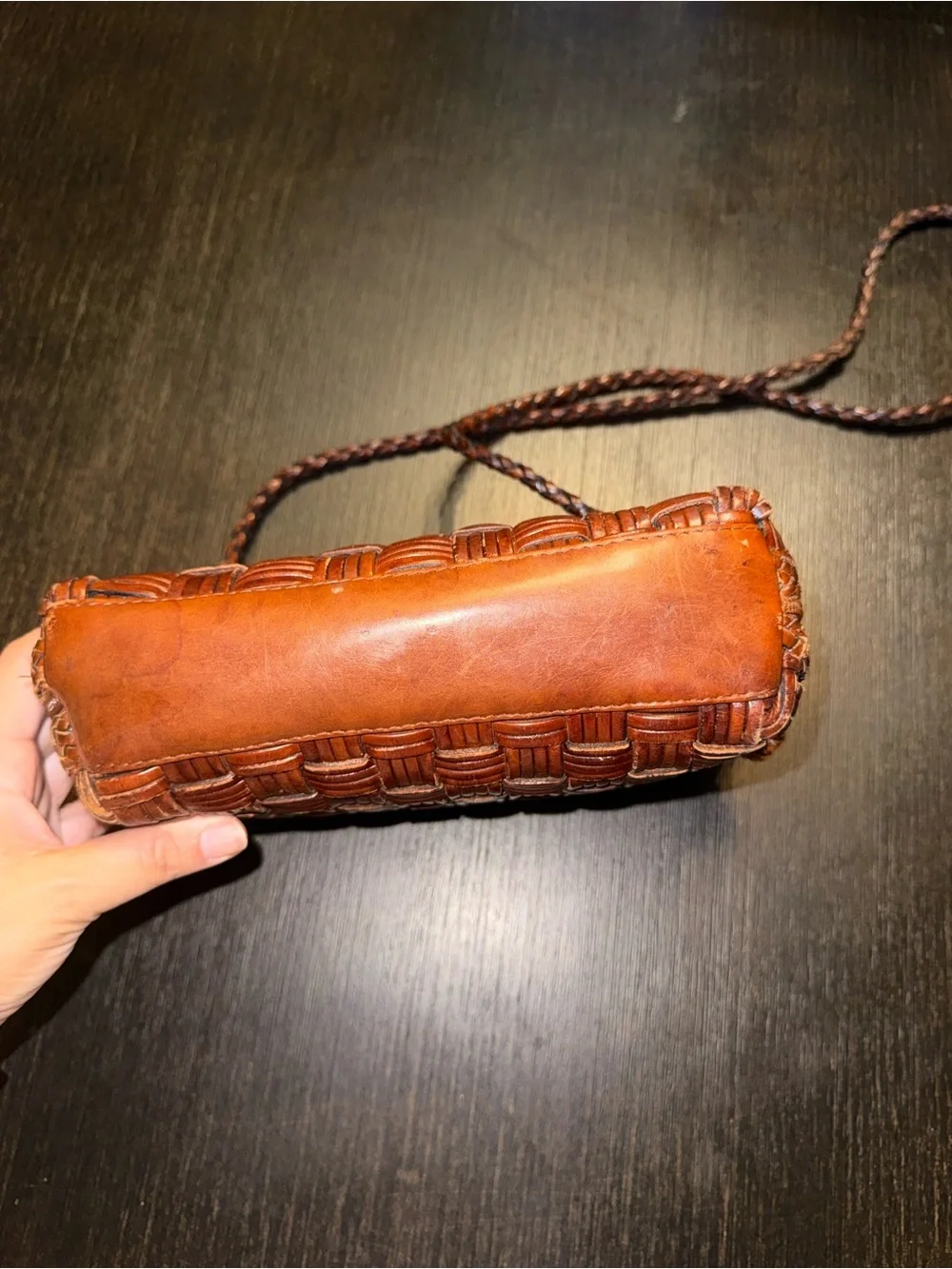 Cem Small Brown Woven Leather Crossbody Bag Genuine Leather Made In Brazil